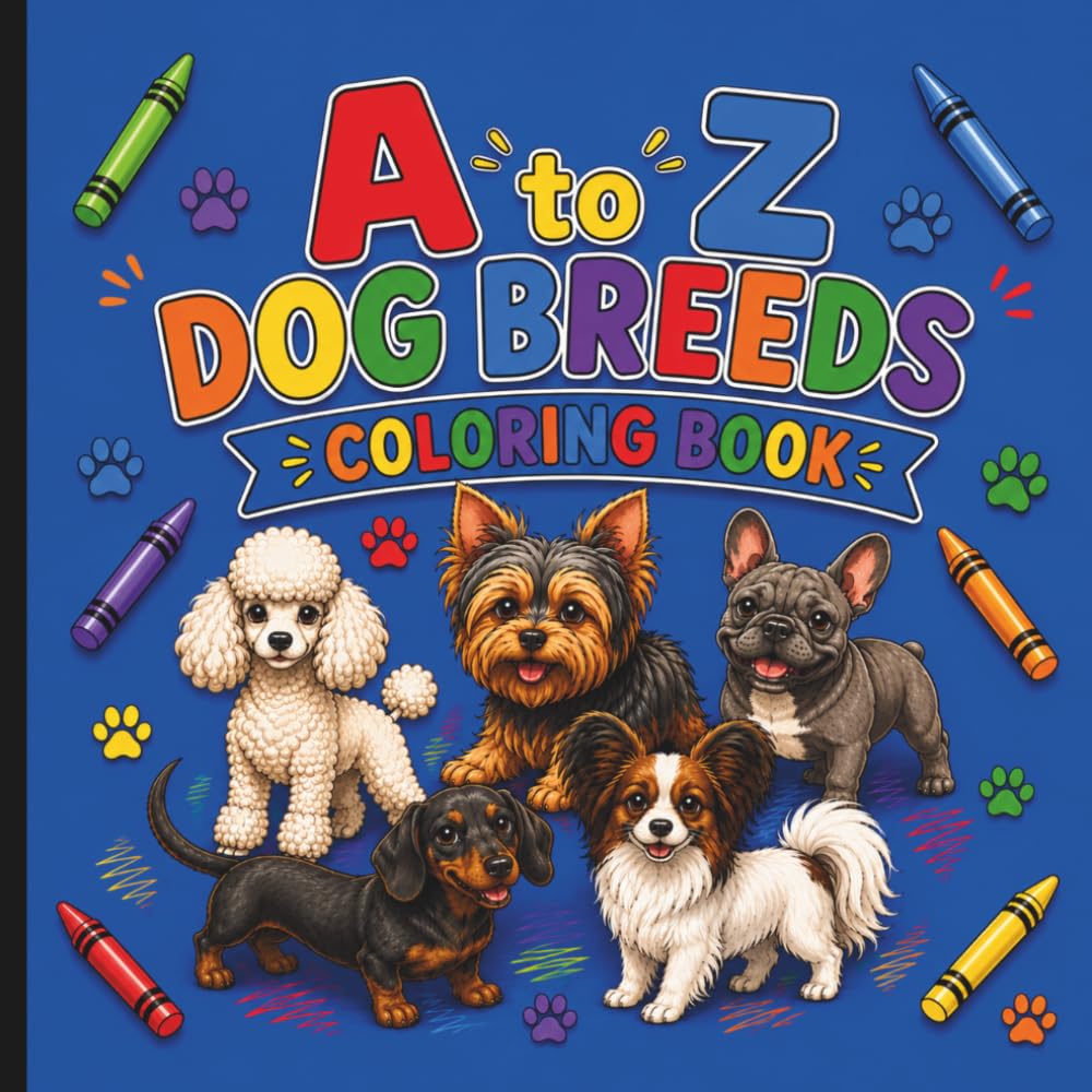 A to Z Dog Breeds Coloring Book: Learn the Alphabet with Dogs — An A to Z Dog Breed Coloring Book for Kids, Toddlers, and Dog Lovers
