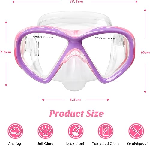 Miniatura 20 de Gafas de natación para niños, máscara de buceo para niños y niñas de 5 a 15 años, gafas de natación antivaho de dos colores con cubierta para la