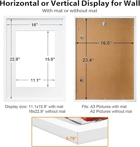 Vista 833 de Egofine Portarretratos de 9 x 12 pulgadas hecho de madera maciza con plexiglás, fotos de 5 x 7/6 x 8 con paspartú o de 9 x 12 pulgadas sin paspartú