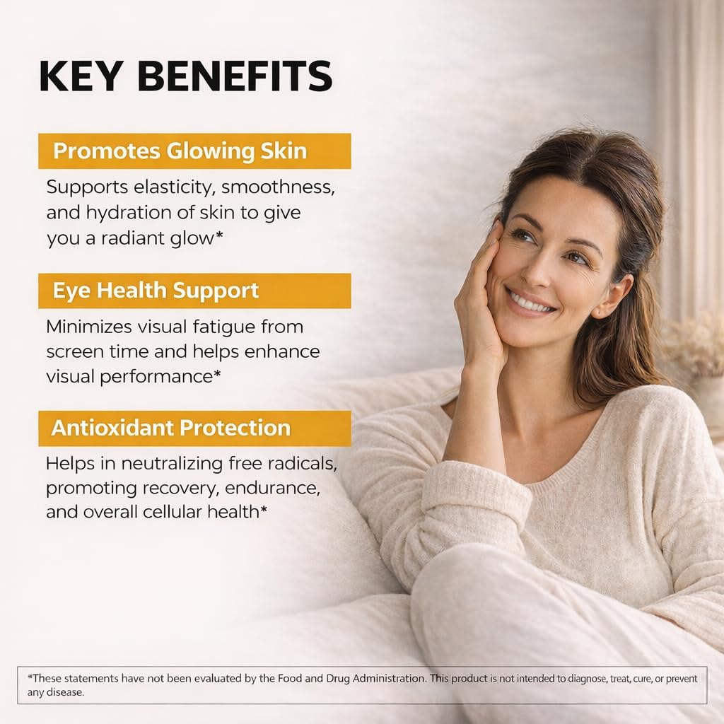 Astaxanthin Supplements 12mg - Vegan, Antioxidant Skin Support, 60 Ct — Amazon image 2