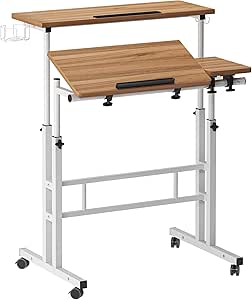 LIFEZEAL Table Pour Ordinateur Portable Réglable En Hauteur, Table De Lit Inclinable En Forme C