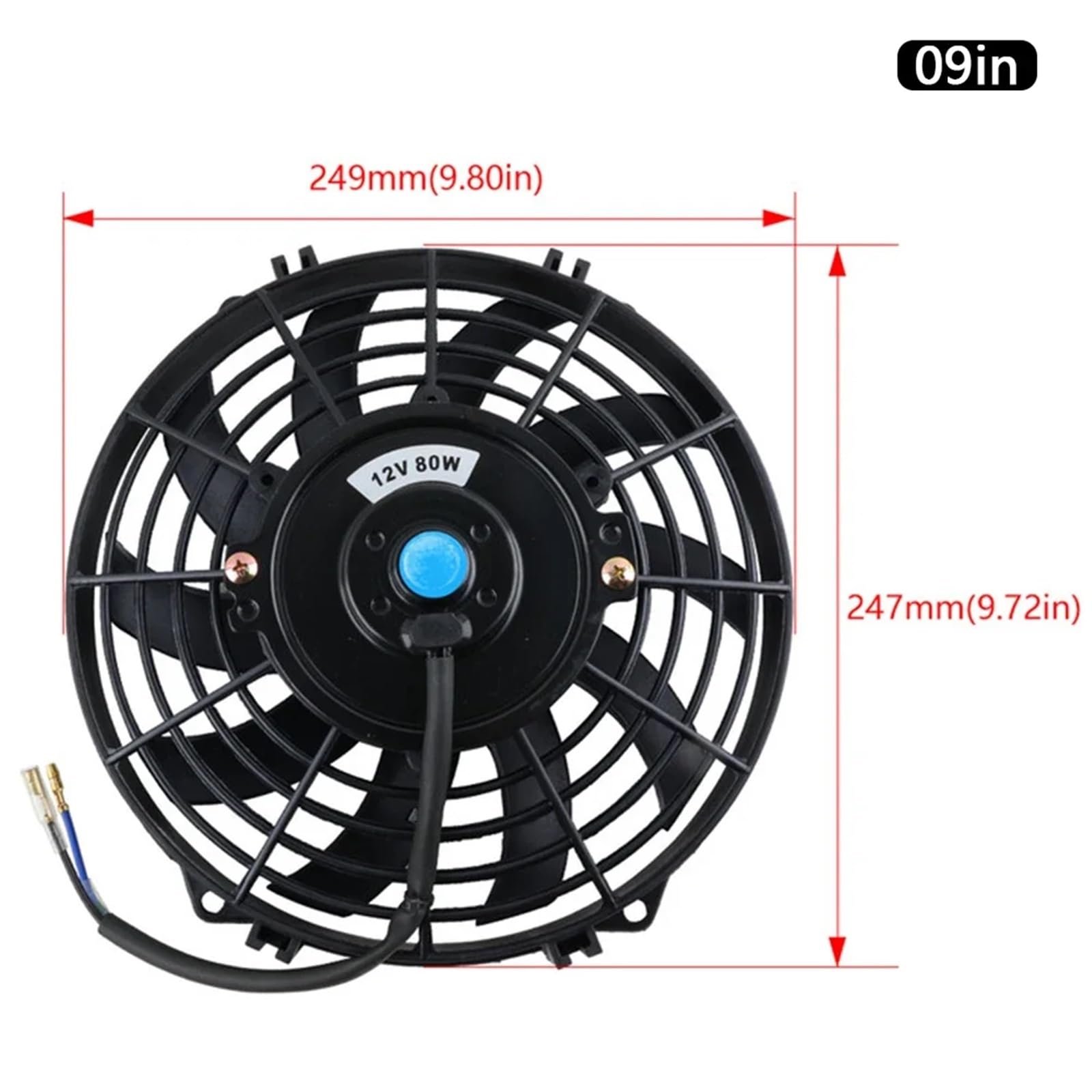 Vaschetta Radiatore Acqua con sensore Kit Di Raffreddamento Motore Con Ventola Sottile Per Radiatore Elettrico Push/pull Da 12 V E 80 W, 12''/10"/9"/7" Accessori Per Radiatori Per Auto(12 inch)