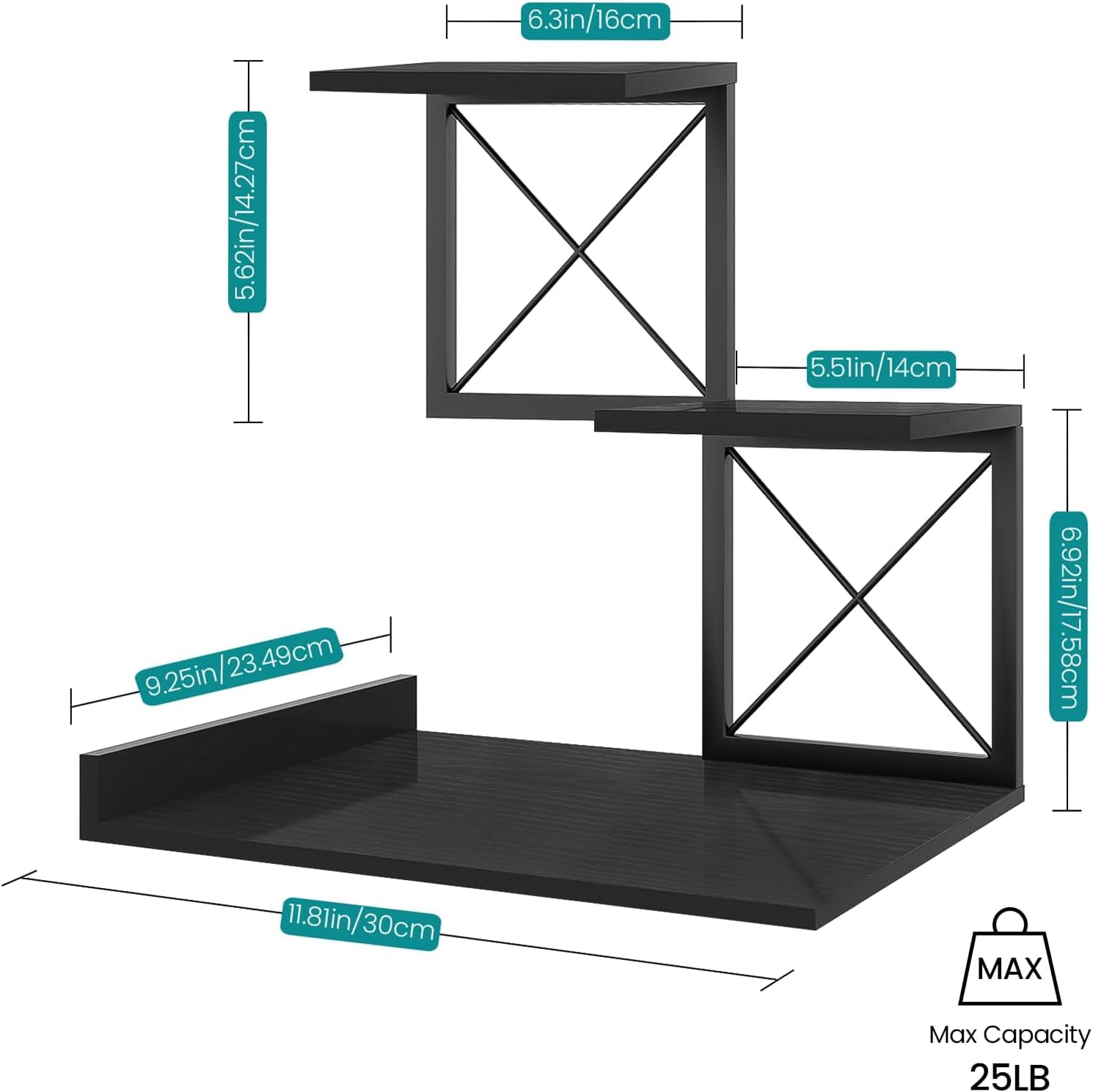 ELITEROO Wood Desktop Shelf, 3 Tier Desk Shelves Small Bookshelf Organizer, Office Storage Rack and Cubicle Organizers Accessories for Dorm Office Home Decor, Black