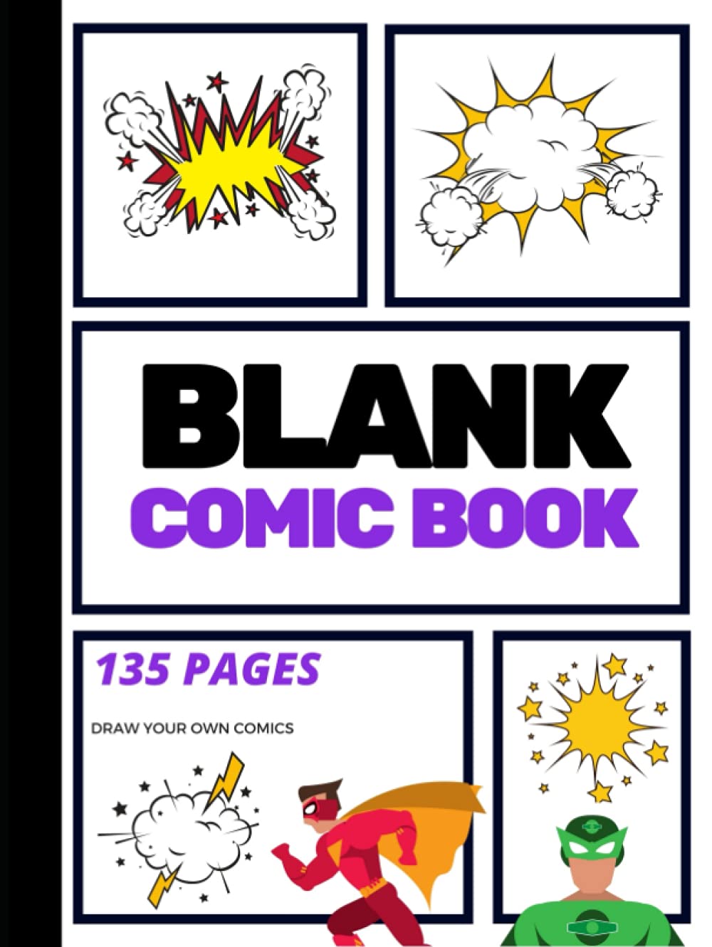Blank Comic Book: Create Your Own Comic Strip, Blank Comic Panels, 135 Pages, Purple (Large, 8.25 x 11 in.) (Action Comics)