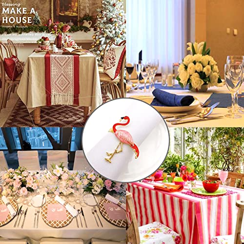 Rurili 6 Pcs Pink Napkin Ring Flamingo Napkin Ring Bracket Napkin Ring Buckle Thanksgiving, Christmas, Family Party, Table Decoration Ring #TOP3