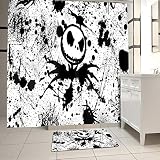 DZGlobal Halloween Shower Curtain Set with Bathroom Rug Pack of 2 Christmas 100% Microfiber Polyeste