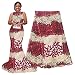 pqdaysun Rhinestones Beading African Net Lace Fabric 5 Yards F50624 (Wine)