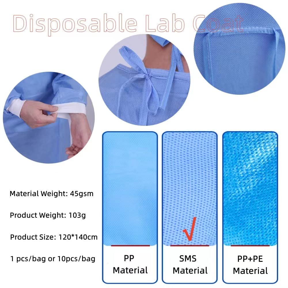 Disposable Breathable Paint Lab Suit with Knitted Cuffs and Neck Waist Strap for Adult (10)