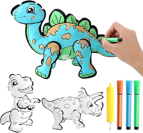 BXCFFG Educación Infantil DIY Pintado a Mano Juguete Inflable Serie Primaria Escuela Dinosaurio Pintura y Colorear Prácticos Juguetes Intelectuales