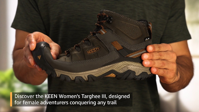 KEEN Targhee 4 - Scarponi da trekking impermeabili da uomo, resistenti, comodi, altezza media, Bison/Nero, 39.5 EU