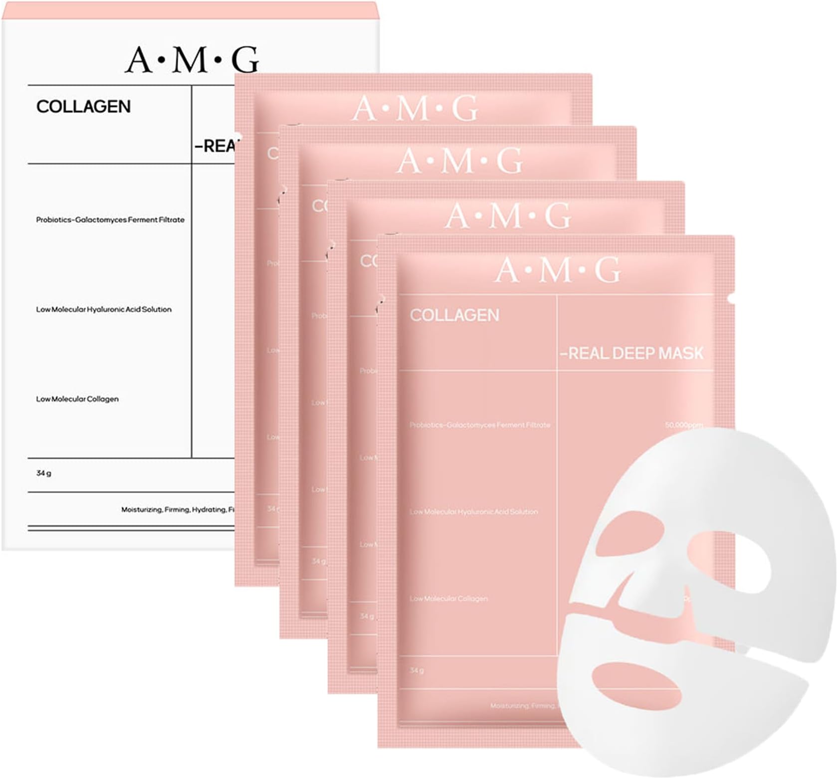 BIO-COLLAGEN Deep Hydration Face Mask Set – Anti-Aging, Firming & Moisturizing Overnight Masks – Hydrating Bio Collagen Facial Treatment – Pack of 4 Masks