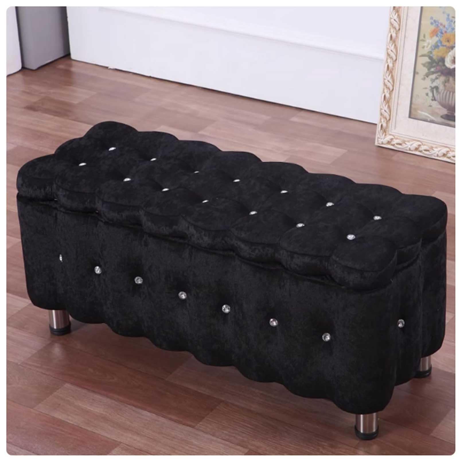 MSHGSKU Storage Bench Ottoman for Bedroom Large 120x40x40cm (47x16x16inch) Padded Pouf Shoe Rack Metal Legs Stylish Footrest Multi functional Storage Solution
