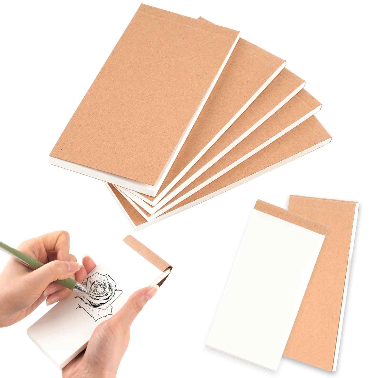 Tikplus Flip Book Blank 6 Pack, 14 x 7 cm Small Drawing Paper, Hand Note Paper No Bleed, Sketchpad Sewn Binding