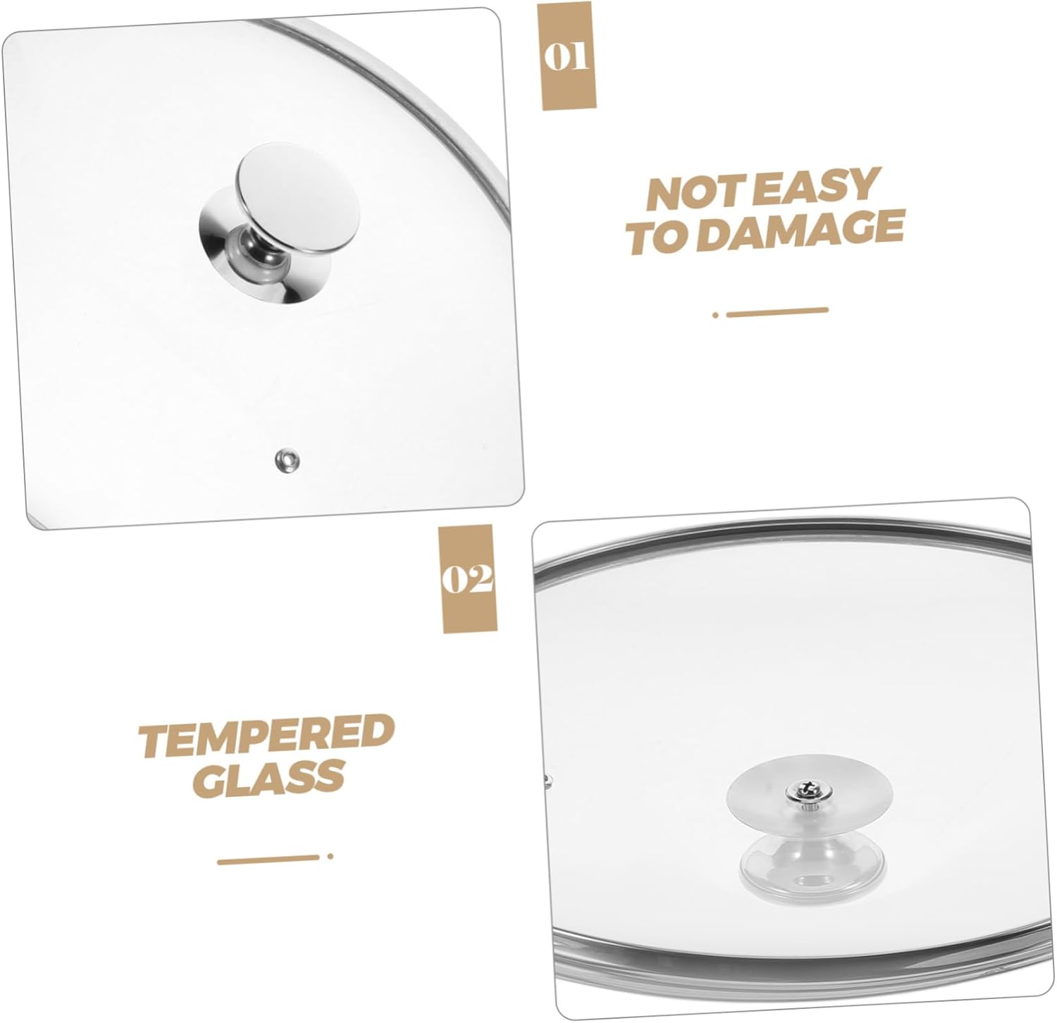 Mikinona 1pcs Stainless Steel Tempered Glass Lid for Frying Pans and Skillets Cooking Pot Cover Safe High-temperature Resistant Replacement for Kitchen Cookware