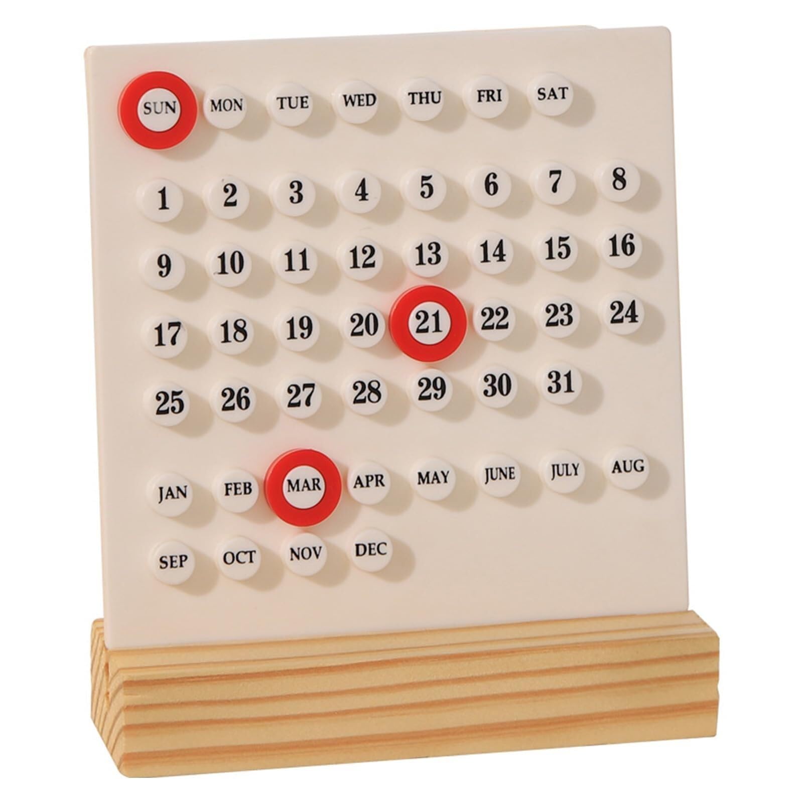 Tischkalender mit Holzblock und 3 Ringen zur Datumsaufzeichnung für das Homeoffice