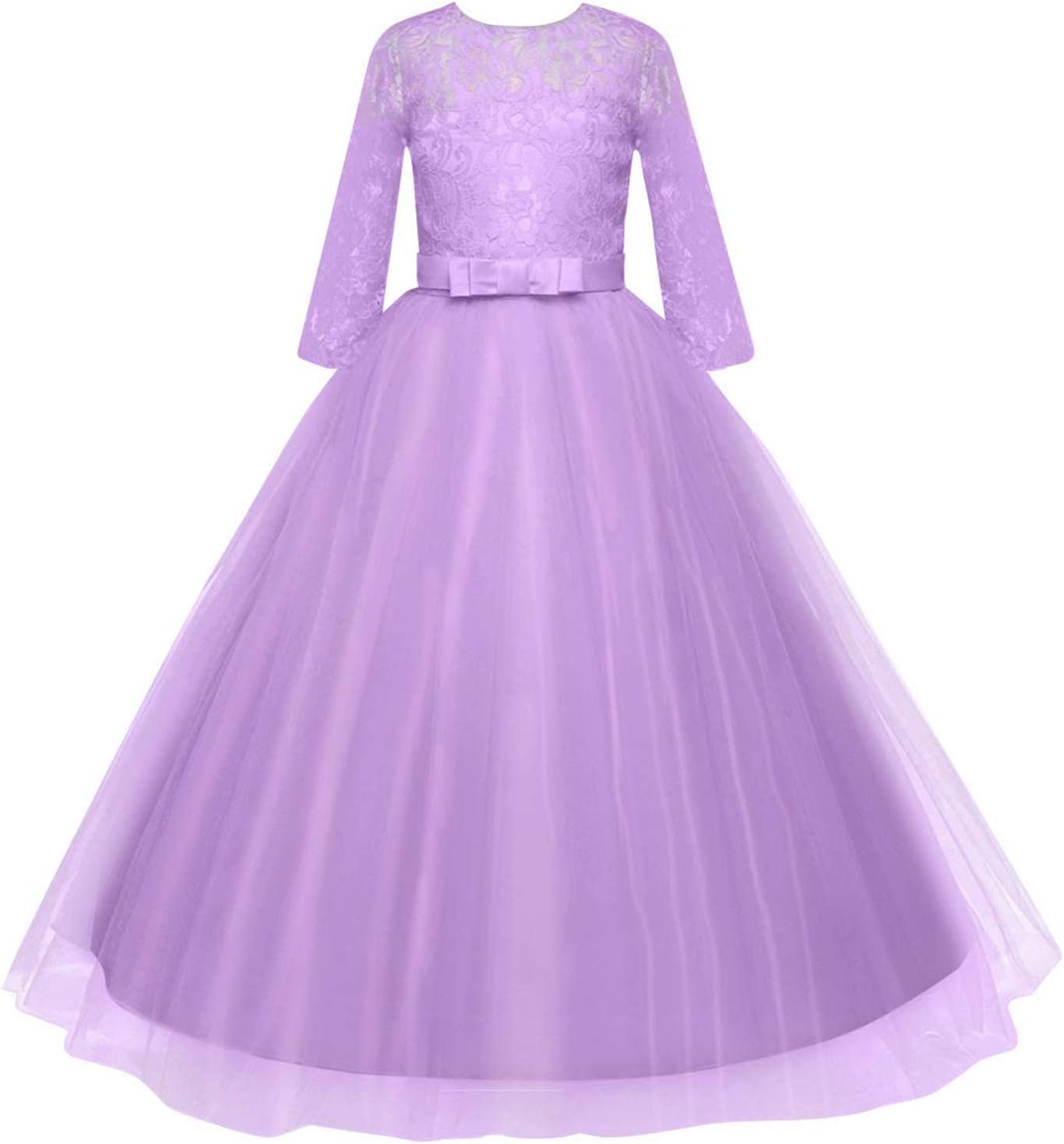 GALSANG Girls Lace Tulle Formal Dress Wedding Bridesmaid Floor Length Pageant Dresses AT04