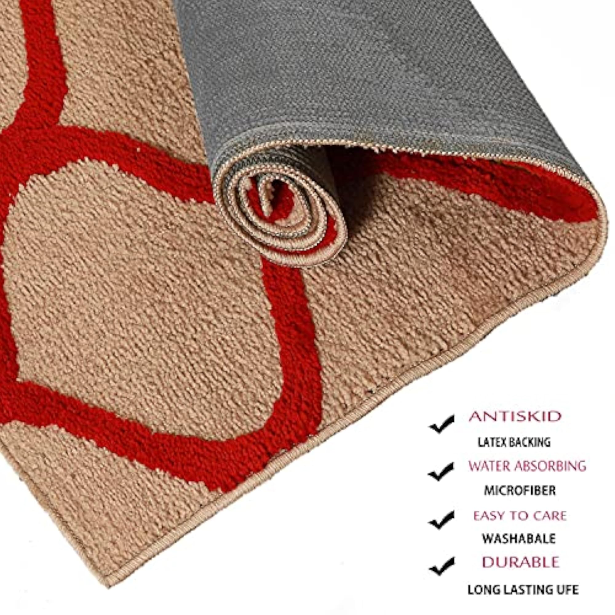 Anti-Slip Bath Mat Microfiber Soft, Machine-Washable