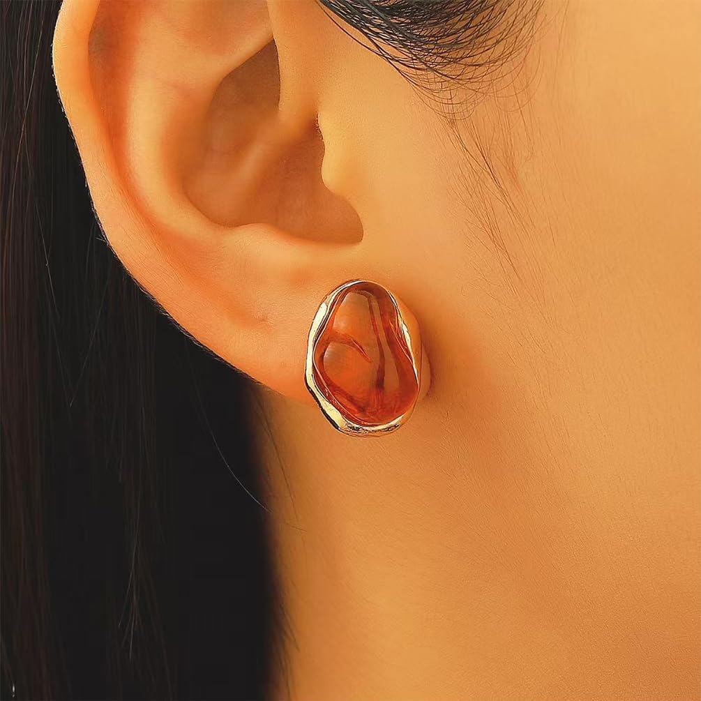 Dainty Irregular Crystal Drop Dangle Earrings for Women Trendy, Statement Chunky 14K Gold Dangly Asymmetric Geometric Zircon Earrings Vintage Jewelry - Image 3