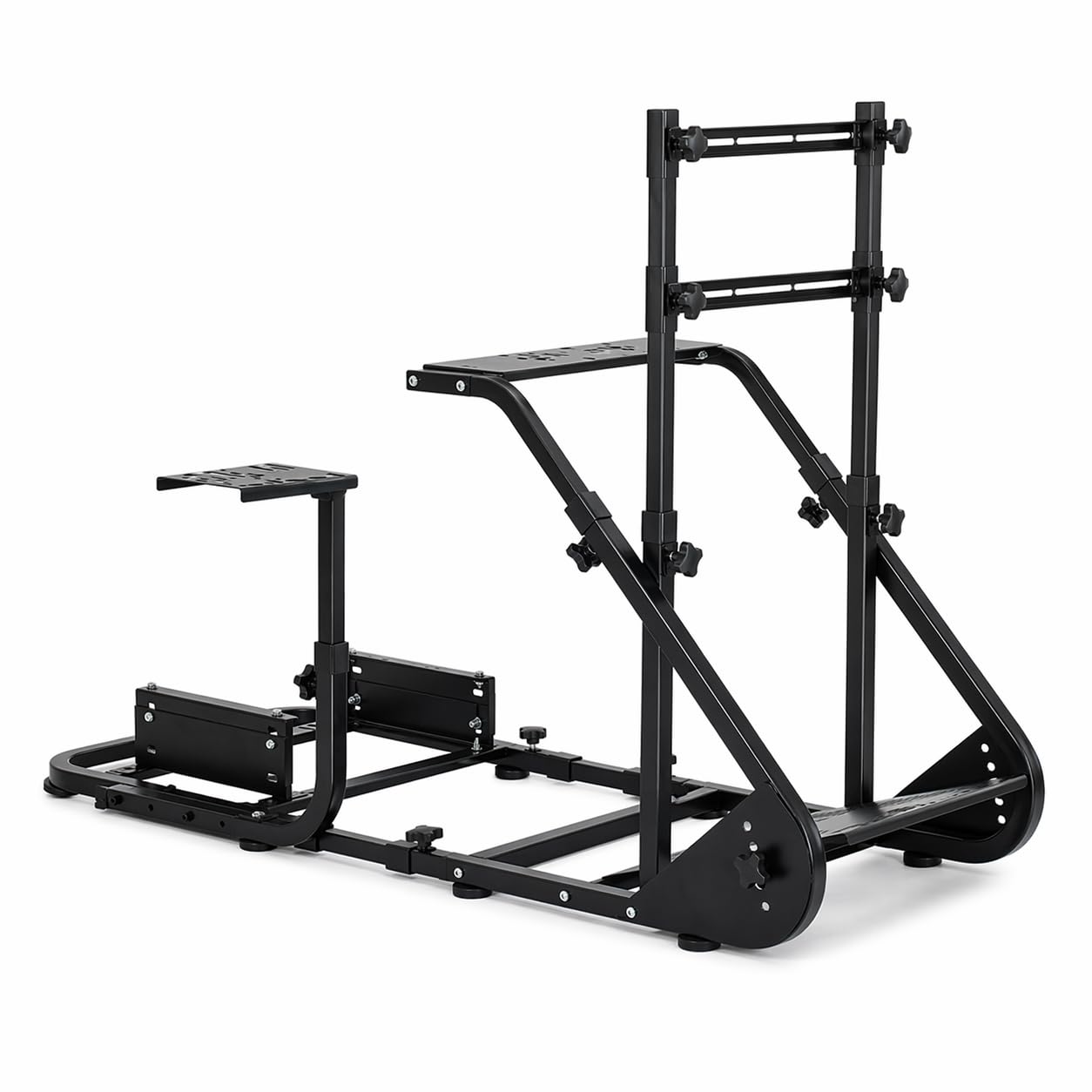 Racing Simulator Cockpit Frame with Monitor Mount, Adjustable Sim Racing Stand Compatible with Fanatec, Logitech, Thrustmaster, PXN & Moza, Heavy-Duty Steel Racing Wheel Stand, Black, Frame Only