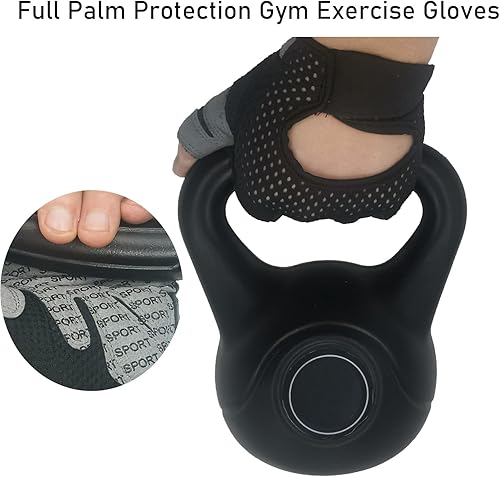 Miniatura 6 de Guantes de entrenamiento para hombres y mujeres, sin dedos, transpirables y protección completa de la palma de la mano, guantes de ejercicio para