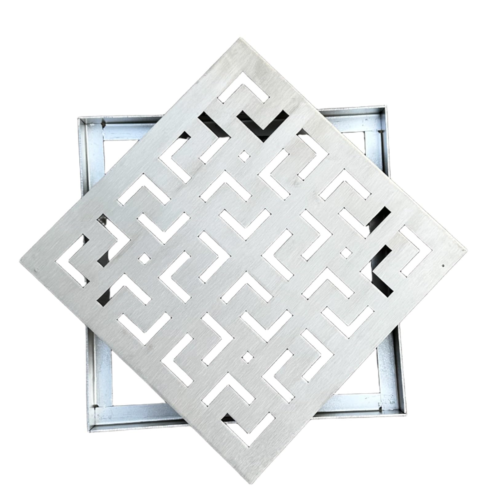 Mini 15 x 15 cm stalowa kwadratowa osłona odpływu podłogowego – ruszt na patio, do łazienek, ogrodów i ulic – żywica rdzawa, odpływ solut