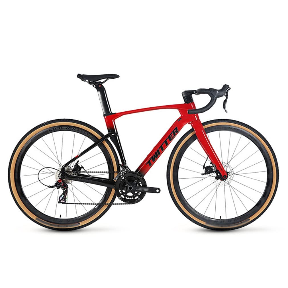 HIMALO Road Bike Frameset Carbon Lightweight Climbing Cross-Country Frame 45/48/51/54cm Disc Brake Racing Frame Thru Axle 100/142mm Red(45CM)
