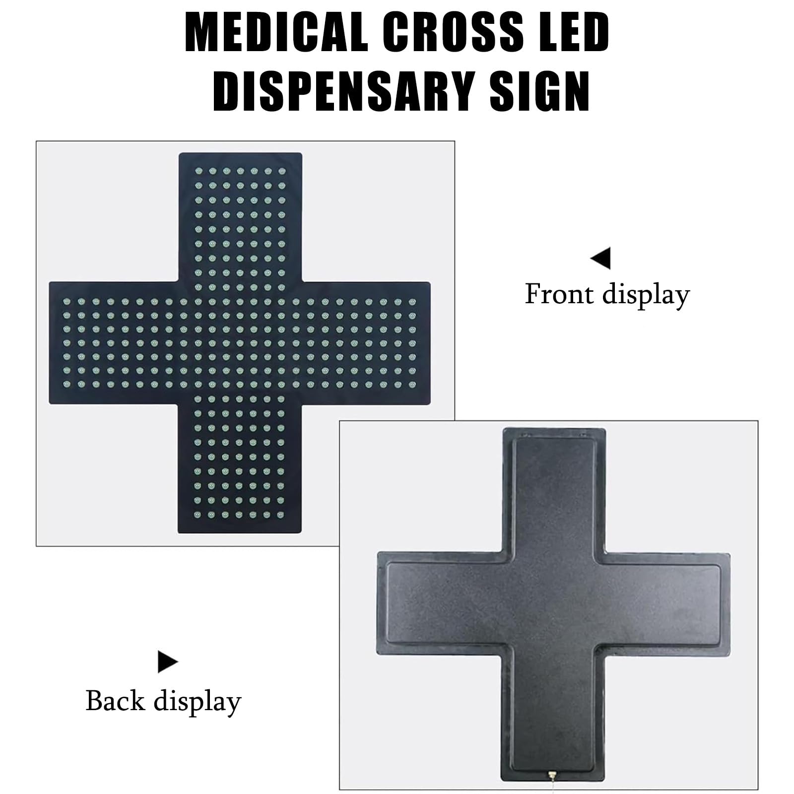 SeñAl De Farmacia Led Cruzada,LáMpara De SeñAl De Cruz De Farmacia,3 Modos De Trabajo Ajustables (Siempre Encendido,Intermitente Y Intermitente General) Para Hospitales,ClíNicas,Green-35 * 35cm