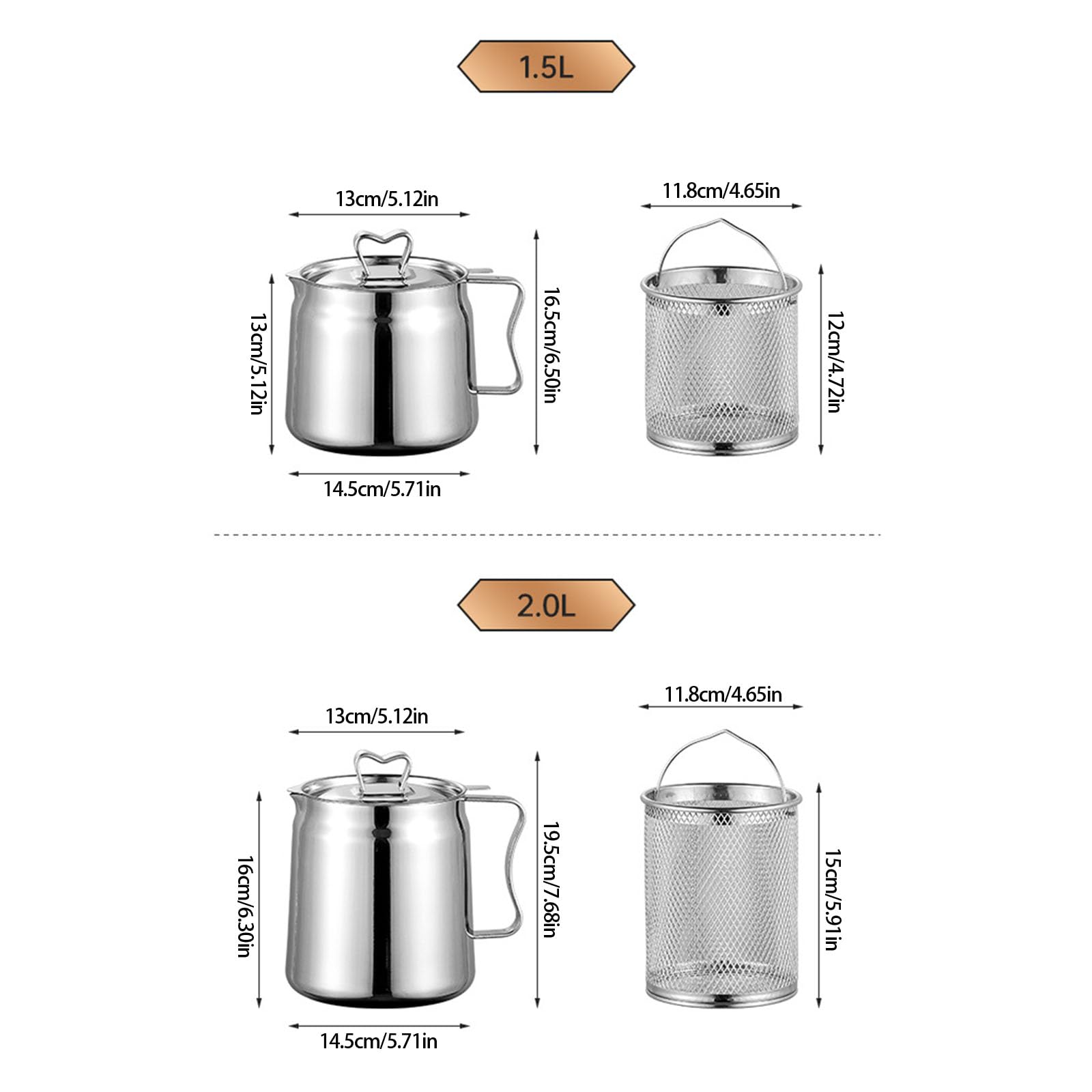 Recipiente de filtro de aceite de acero inoxidable de alta capacidad, tapa y colador, sartenes para camping, cocina al aire libre, caldera de filtro de aceite de grado alimenticio