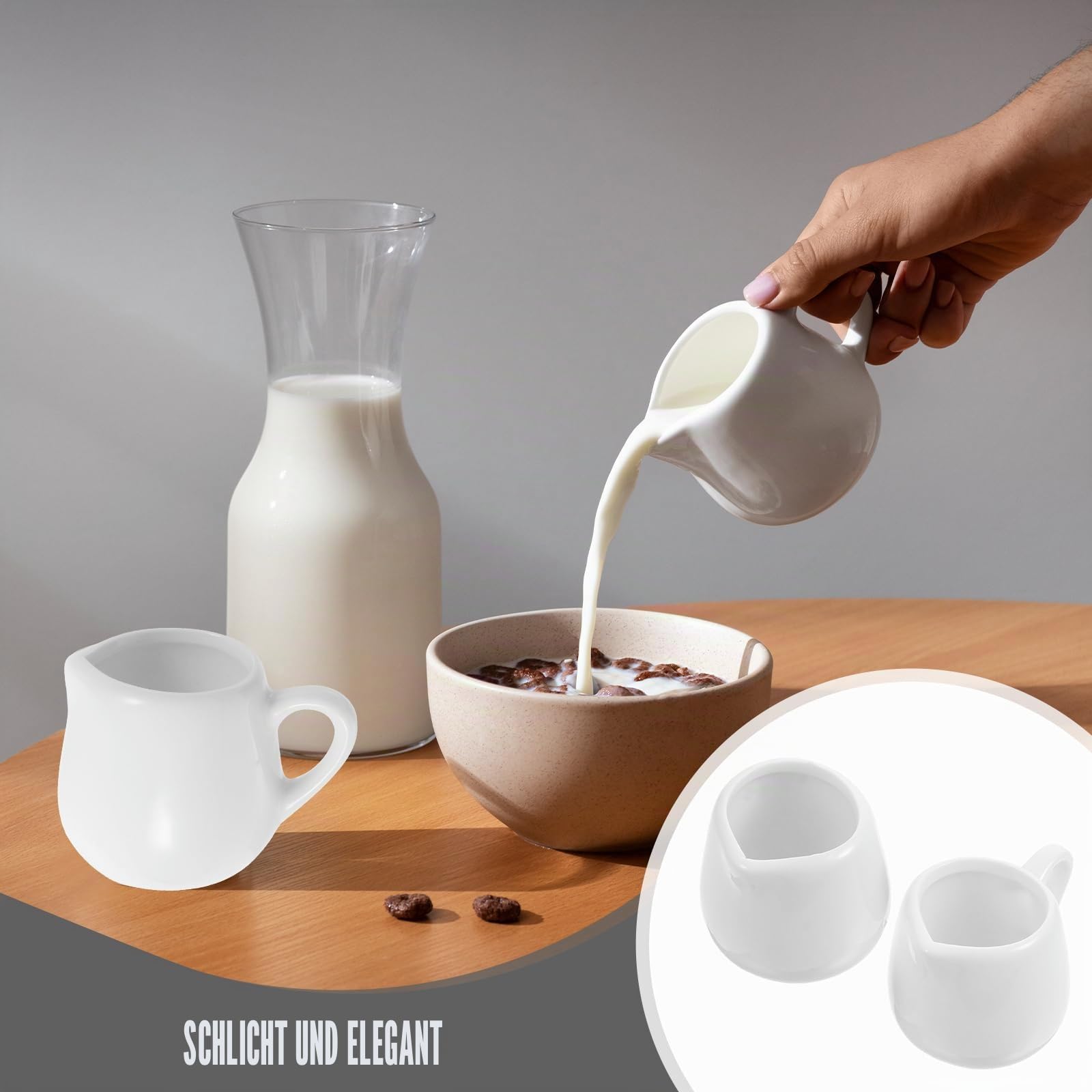 Housoutil Keramik Milchkännchen 6Er Set 4.80X4.30X4.10Cm 120Ml Saucenbecher Praktische Kleine Milchbecher Für Kaffee Milch Servieren Elegantes Design Für Küche Und Café