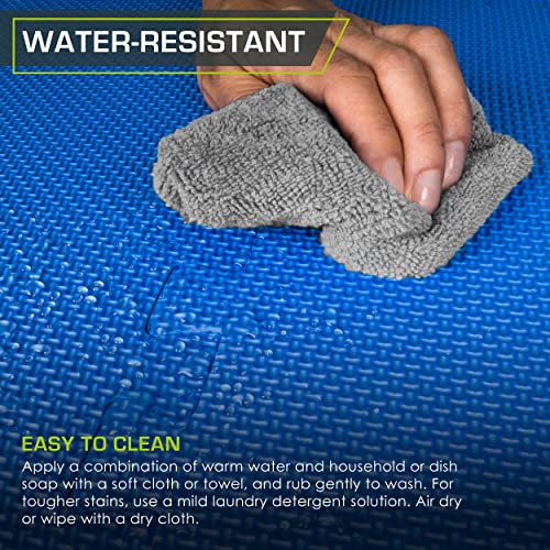 Image of ProsourceFit Weaved Pattern Extra Thick Exercise Puzzle Mat -inch, EVA Foam Interlocking Tiles for Protective, Cushioned Flooring for Home and Gym Equipment; Blue, 96 SQ FT, 24 Tiles