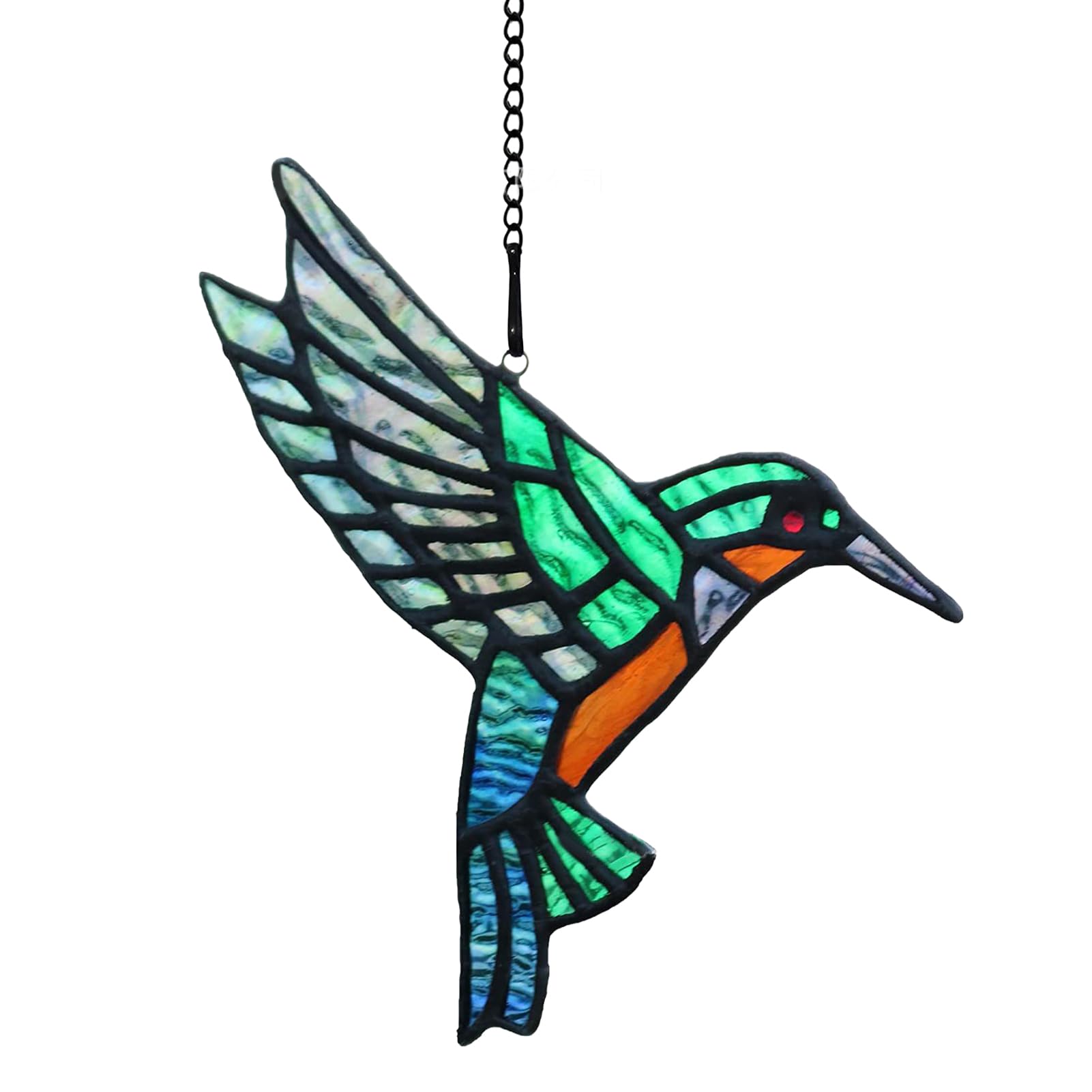 Erice B Stained Glass Window Hanging, Stained Glass Suncatcher, Hummingbird Stained Irds Window Stained Decorations, Hummingbird Suncatcher For Window Decor (B)