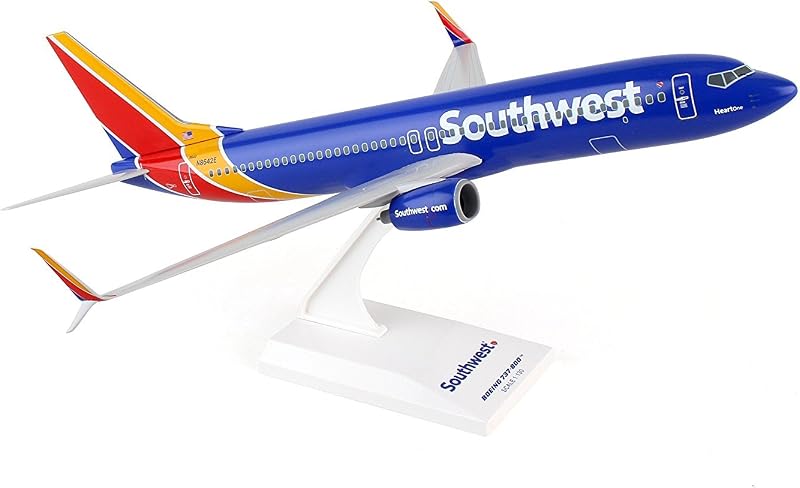 SkyMarks Southwest Airlines Boeing 737-800 1/130 Airplane Model Kit – New Livery Heart Blue Collectible with Display Stand for Adult Collectors Ages 14+