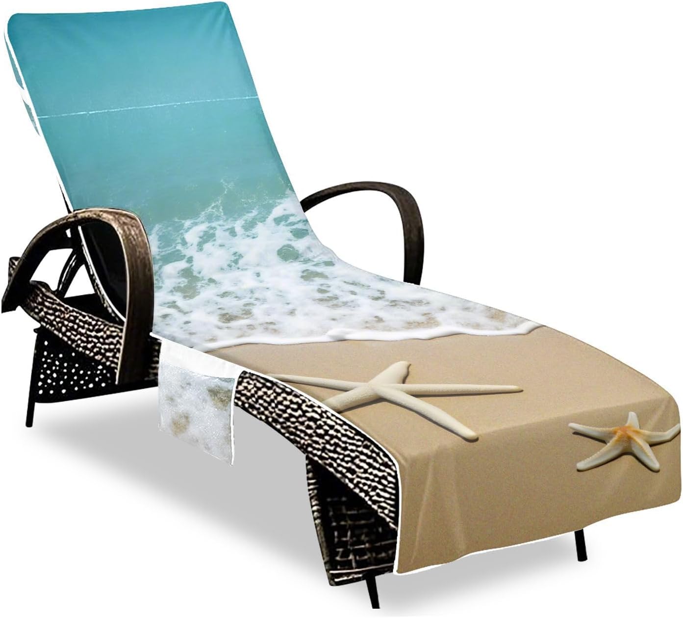 senya Starfish Beach Beach Chair Cover Lounge Chair Towel Cover Absorbent Beach Towel for Pool Outdoor