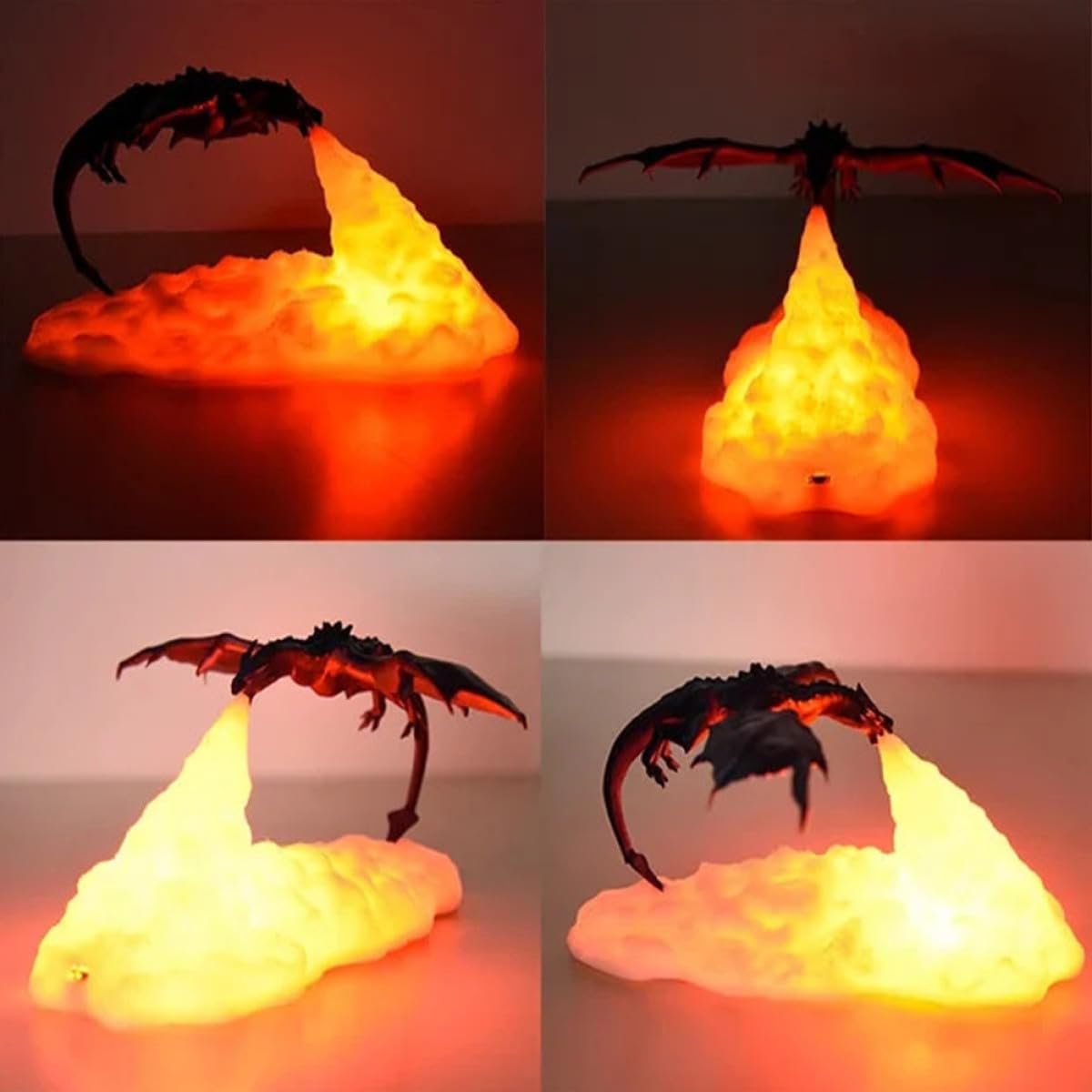 Sprühender Drachen Nachtlicht 3D-led Lampe aus Pla, USB Ladung | Dekorative Figur für Kindergeburtstag, Touch Steuerung, für Festliche Raumdekoration