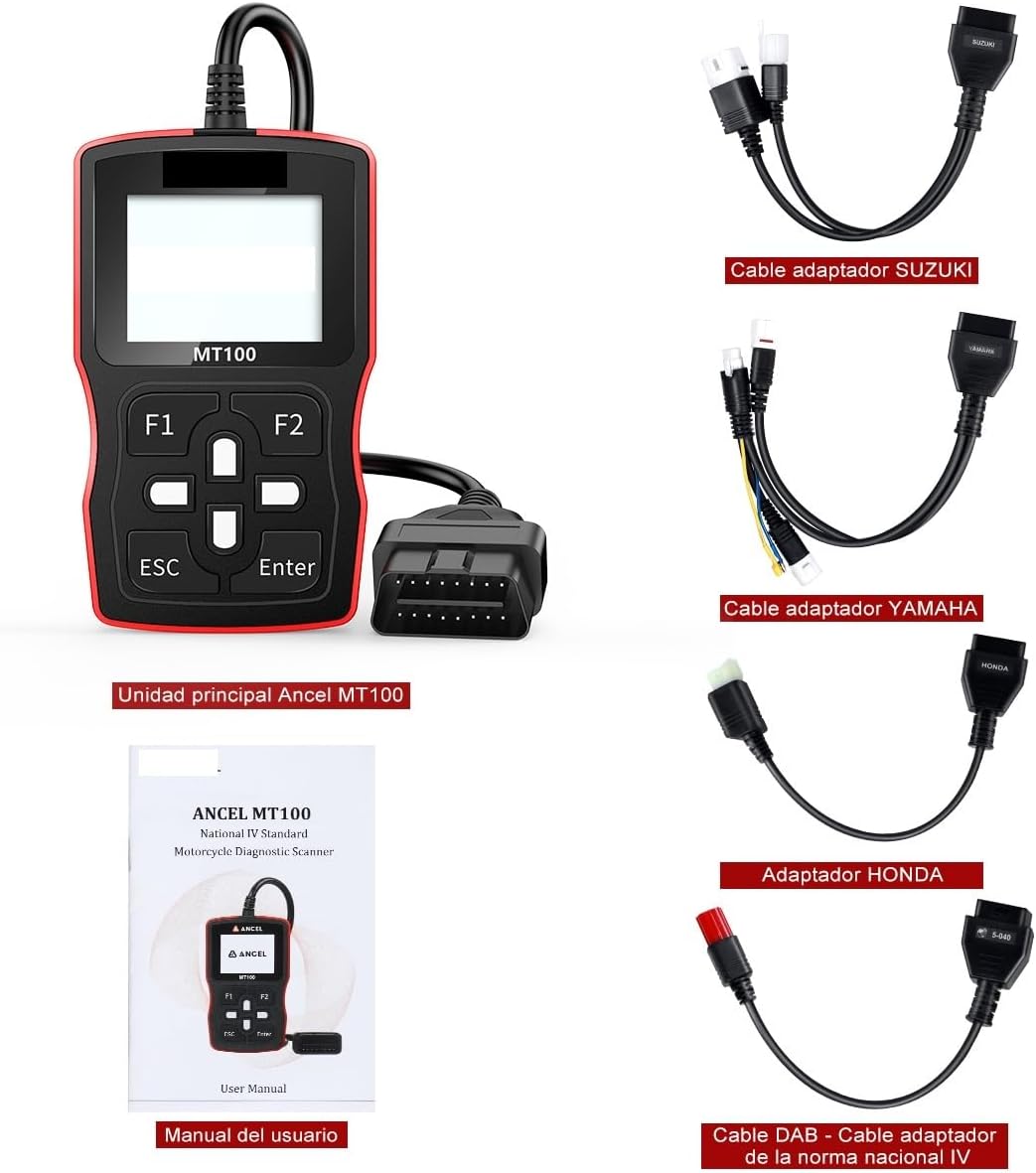 Ancel MT100 Motorcycle Diagnostic Scanner for Engine ABS Motorcycle OBD2 Scanner OBD2 Diagnostic Tools for/Honda/Suzuki