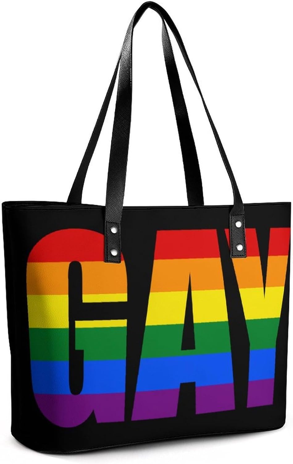 Gay Proud Rainbow Lgbt Women's Tote Leather Handbag Shoulder Bag Purse for Shopping Travel