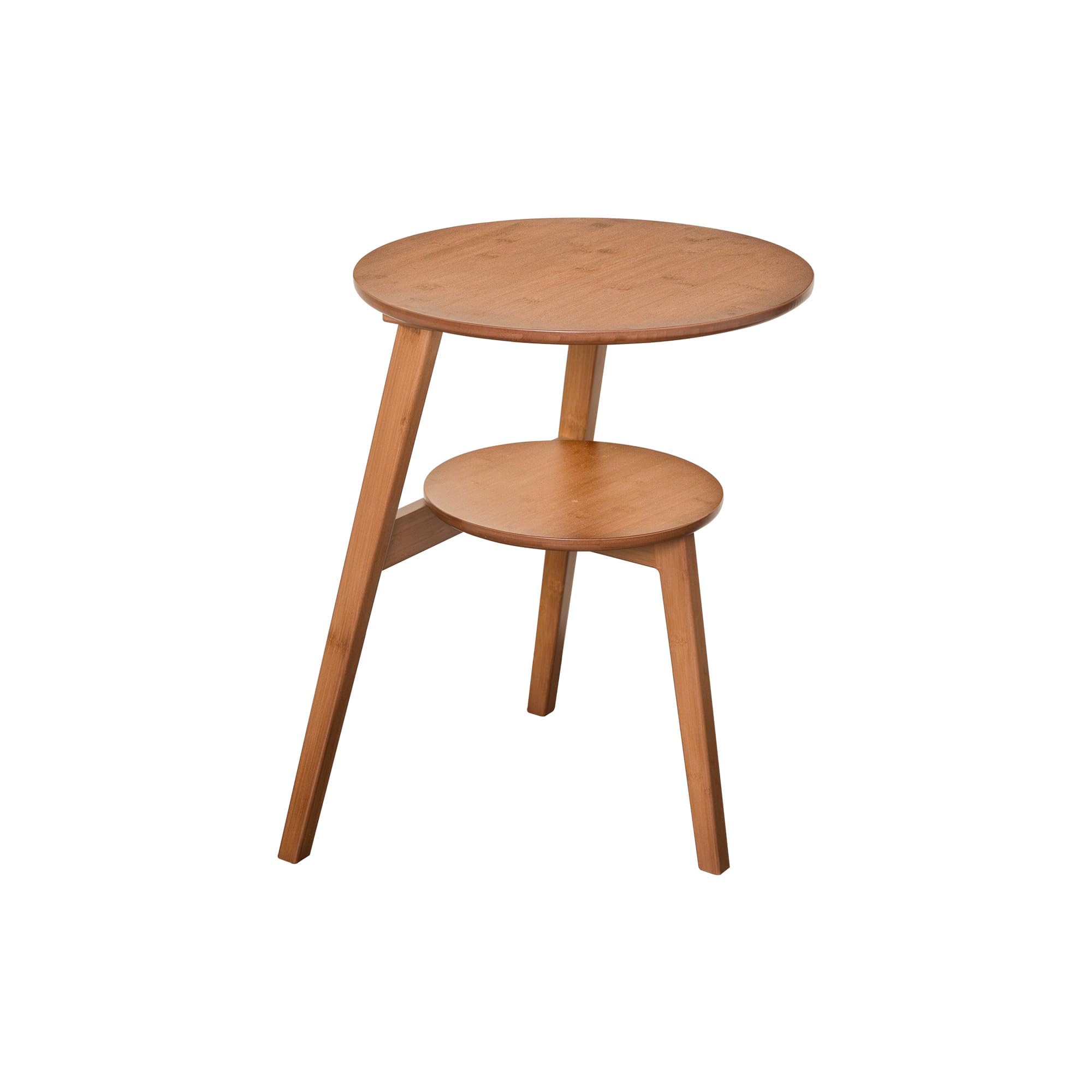 Table basse ronde en bambou à deux étages pour un coin lecture chaleureux dans le bureau