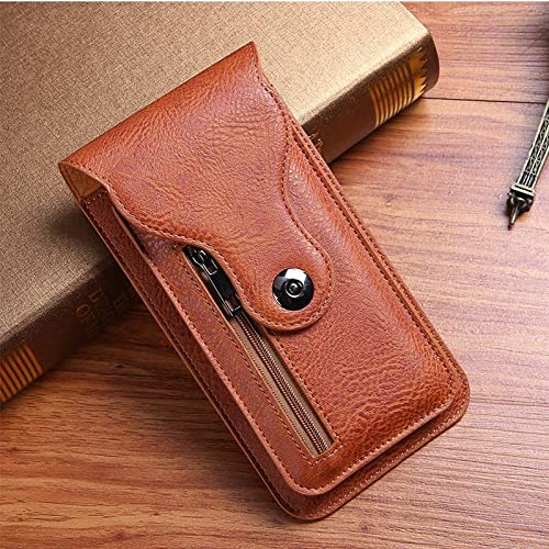 Pochette de téléphone ceinture marron pour garder les mains libres en rando