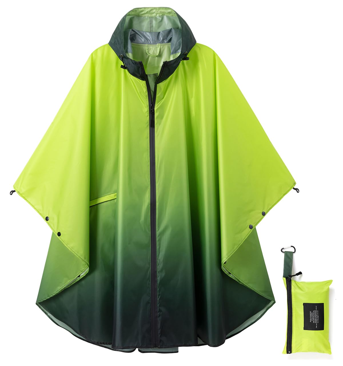 Rain Poncho Jacket Coat Hooded Zipper Style for Women/Men/Adult with Pocket