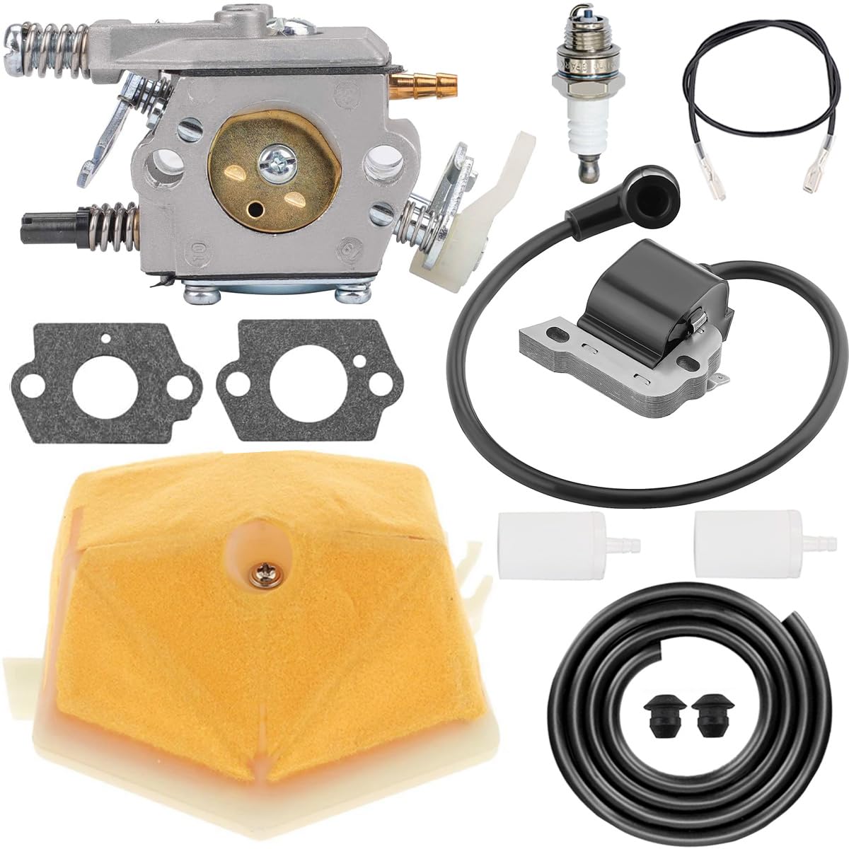 ZAMDOE Carburatore Bobina di accensione per Husqvarna 51 55 Rancher 51EPA 55 55EU1 55 Rancher 55EPA EPA Motosega WT-170-1 WT-170 503281504 503620203