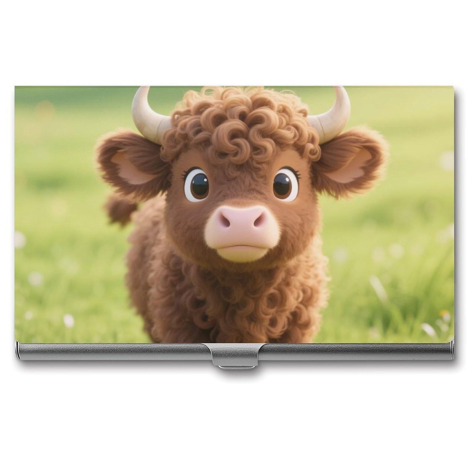 DWVTSLH Cow Business Card Holder, Slim Portable Metal Business Card Case Pocket Wallet Professional Name Cards Holder for 22-30 Cards, Credit Card ID Case/Holder for Men Women