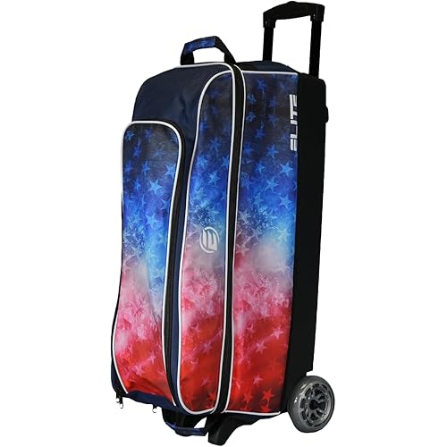 ELITE Basic Triple Roller Black Bowling Bag - 3 Ball Roller, Fits 2 Pairs of Size 15 Shoes, Air Travel-Friendly