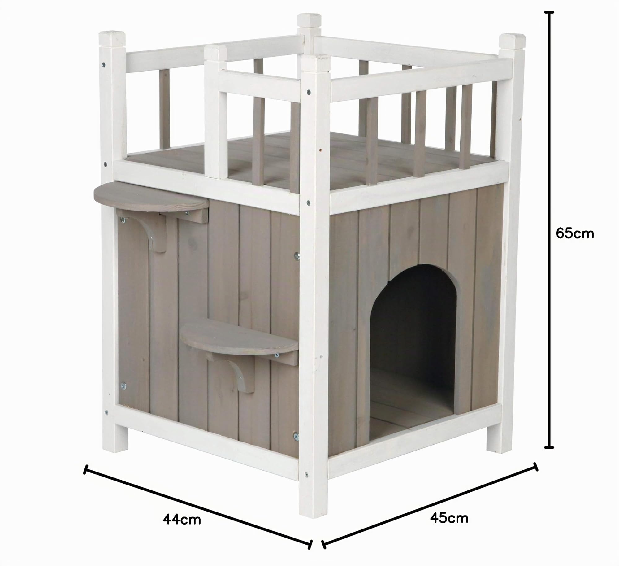 Trixie 44093 natura Cat's Home mit Balkon, 45 × 65 × 45 cm, grau/weiß