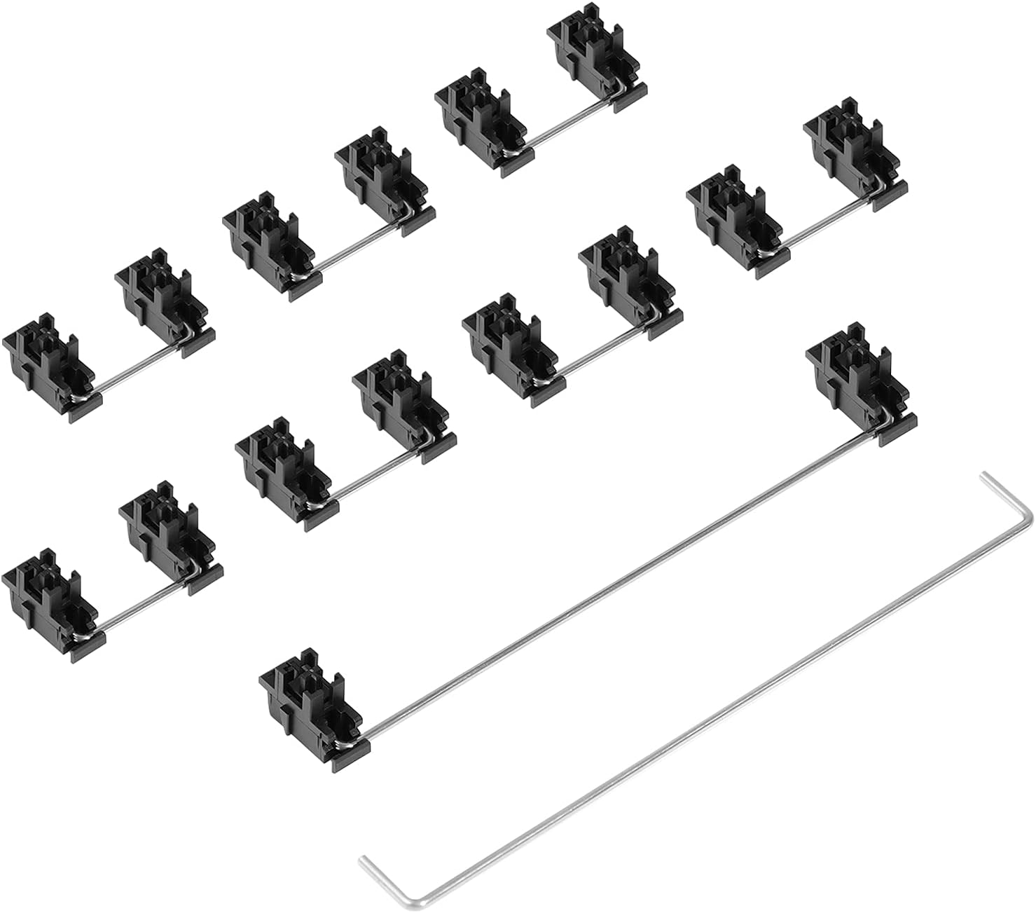 DUROCKPlate Mount Stabilizer, 2U 6.25U 7U Keyboard Stabilizers Compatible with Cherry MX Plate Stabilizer Keyboard (Black Stabilizer 100% Kit)
