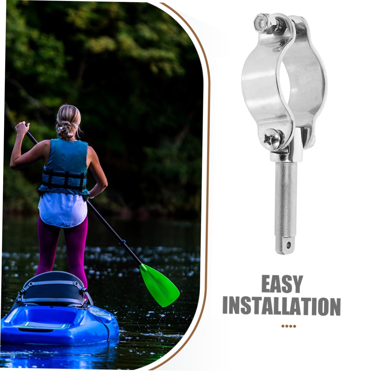 INOOMP 2 Stück Edelstahl Paddelhalter für Kajak und Kanu Verstellbar Stabiler Halt Ersatzlösung für Verschiedene Paddelgrößen mit Paddel Schwimmkörper