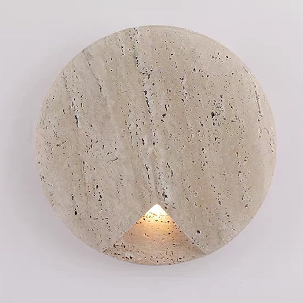 OZBMA Wall Sconces Lighting LED Ambient Spotlight Yellow Travertine Lamp Round Industrial Mounted Bedroom for Kitchen Mirror Corridor Workshop Hallway