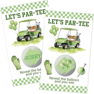 50Pcs Let's Par-Tee Scratch off Cards, Golf Scratch Game for Birthday or Retirement Party, Funny Lottery Prize Raffle Tickets for Golf Lover, Golfing Birthday Sport Party Supplies