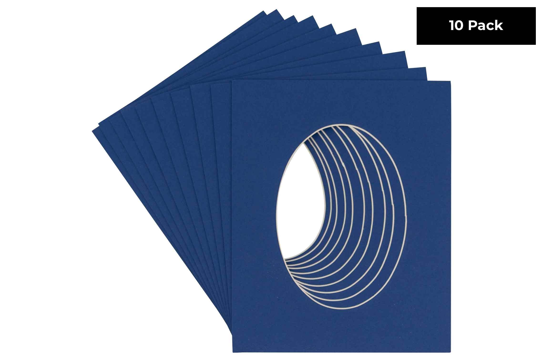 CountryArtHouse Bottle Blue Acid Free 13x19 Oval Picture Frame Mat with White Core Bevel Cut for 11x14 Pictures - Fits 13x19 Frame - Pack of 10 Matboards