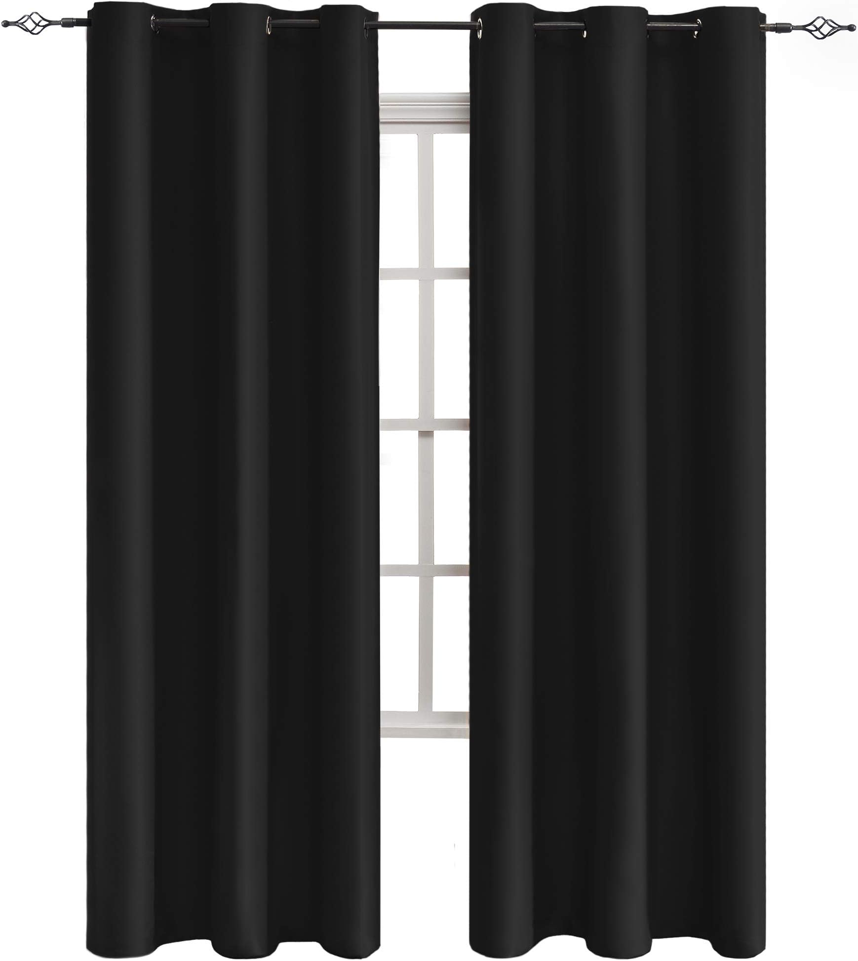 Sheeroom Blackout Curtains Thermal Insulated for Bedroom with Grommet, 42x95 inch, Black, 1 Panel