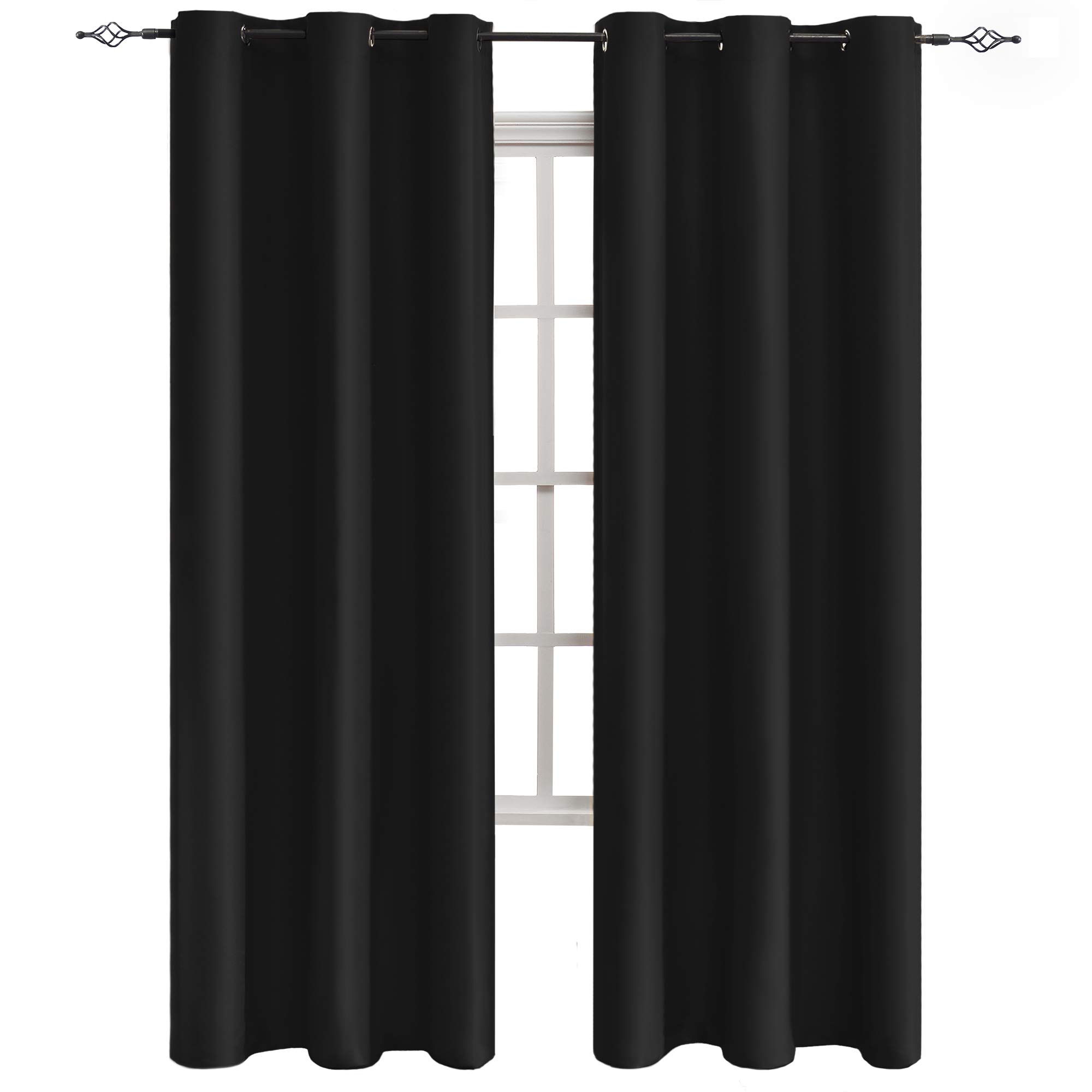 Sheeroom Blackout Curtains Thermal Insulated for Bedroom with Grommet, 42x95 inch, Black, 1 Panel